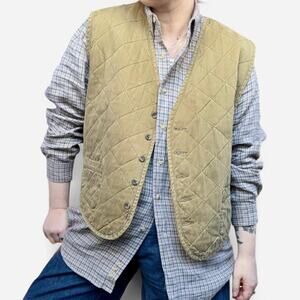 Vitage Eddie Bauer Khaki Quilted Gilet Vest Size XL, Cabin Core, Gorp Core